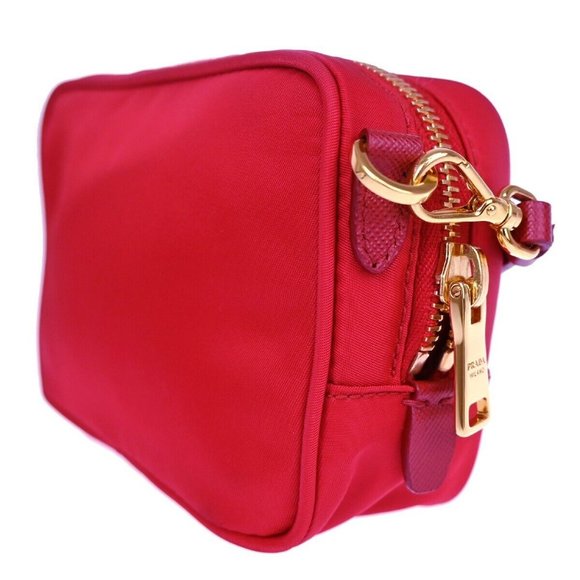 PRADA Tessuto Fiocco Bow Mini 2way Shoulder Bag Nylon Leather Rosso - Picture 3 of 15
